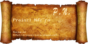 Preiszl Nóra névjegykártya